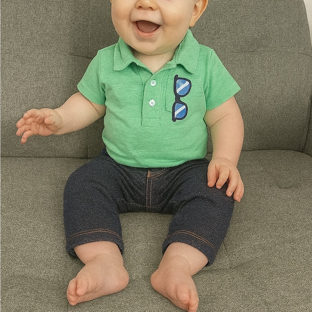 Carter's Mint Bodysuit with Sunglasses Accent